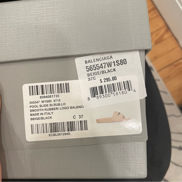 Balenciaga Pool Slides Beige and Black Size 37 with box and dust bag - Picture 2 of 11